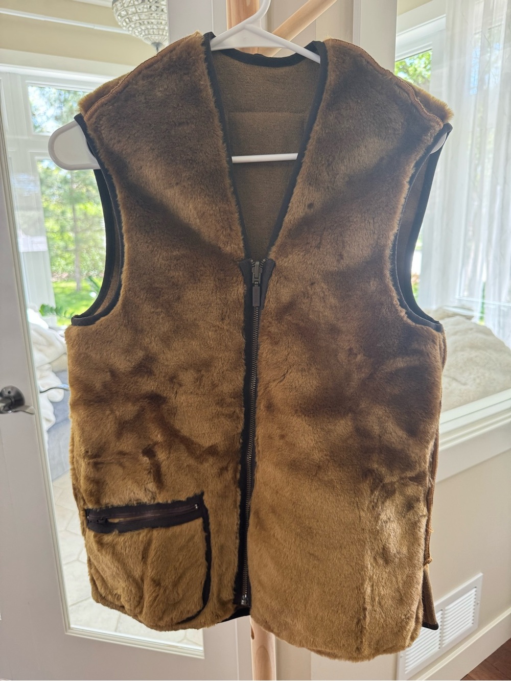 Barbour Faux Fur Zip-In Liner Vest Brown Size 34